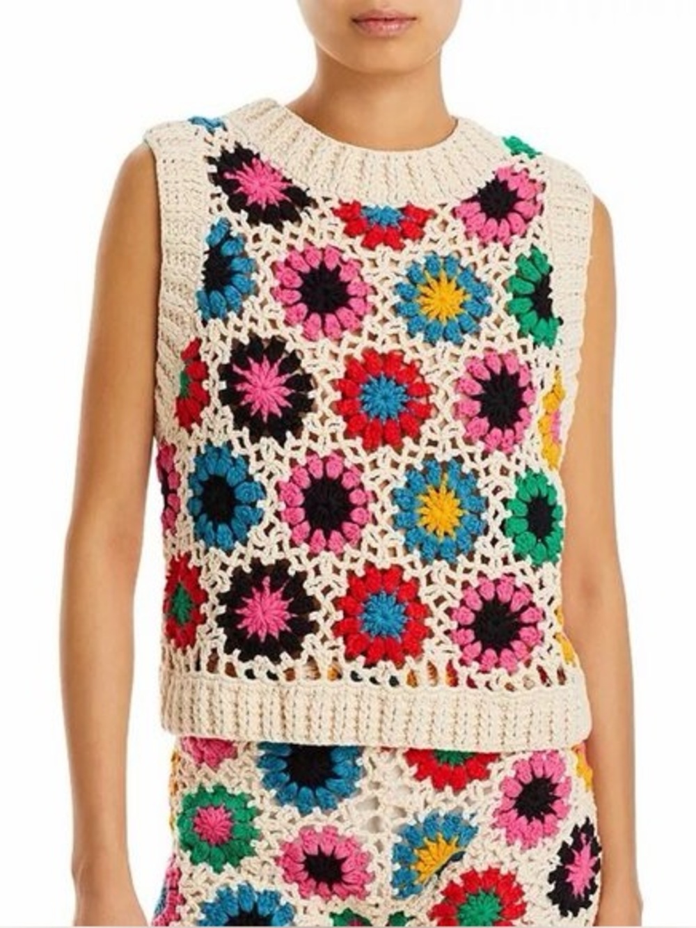 Farm Rio Multi Circles Crochet Vest Size Large